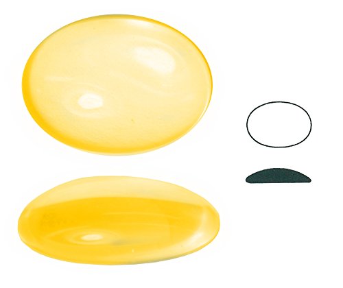 Ullmannglass Muggelstein aus Glas, 1 STK, gerumpelt, Ränder rondiert, oval, ca. 25x18 mm, h ca. 6 mm (Opal gelb) von Ullmannglass