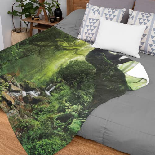 Ulticool - Decke - Regenwald Natur Öko Pflanzen Wasserfall - Weicher Flanell - Fleece für Wärme - 200x150 cm - Plaid - Accessoires - Dekoration Wohnzimmer Schlafzimmer von Ulticool