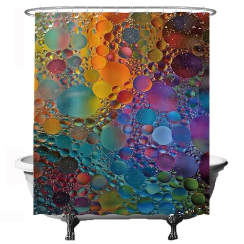 Ulticool Duschvorhang – Blasen-Wasser-Kunst-Farben - 180 x 200 cm - waschbar - Anti Schimmel - mit 12 Ringen - Lila Gelb Blau von Ulticool