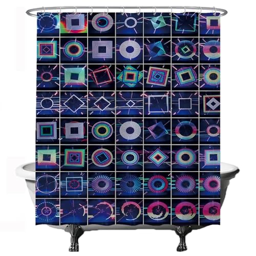 Ulticool Duschvorhang – Digitaldruck DJ Dance Festival Psychedelic - 180 x 200 cm - Waschbar - Anti Schimmel - mit 12 Ringen - Lila Schwarz von Ulticool