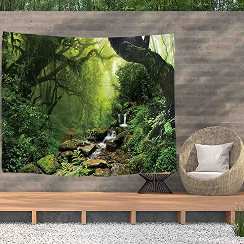 Ulticool – Regenwald Natur Öko Pflanzen Wasserfall - Wandteppich Poster - 200x150 cm - Gartenposter - Wandteppich groß – Dekoration Zubehörteil für Garten und Wohnzimmer von Ulticool