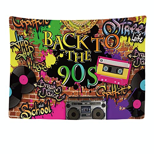 Ulticool - Wandteppich Tapestry Dekoration Wohnung - 90s Deko Party 90er Jahre Vintage Graffiti - 200 x 150 cm - Wandtuch Wandbehänge - Accessoires für Schlafzimmer Kinderzimmer von Ulticool