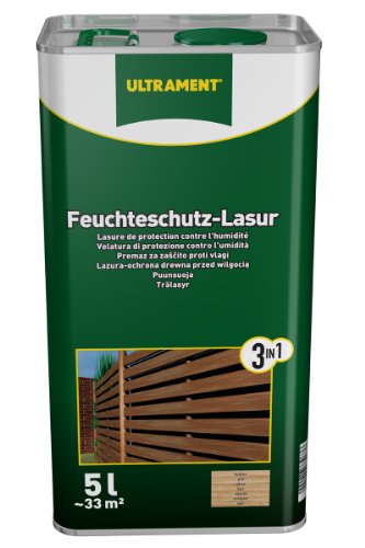 Ultrament Feuchteschutz-Lasur 3-in-1, kiefer, Holzschutz, 5 Liter von Ultrament