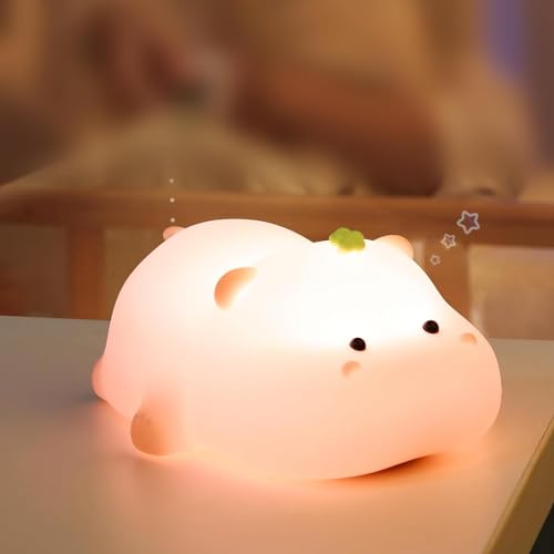 Umikk Soft Touch Silikonlampe, Berühren Nachttischlampe, Silikon Kaninchen nachtlamp für Kinderzimmer, USB Aufladbare tragbares LED Nachtlicht, Silikon Touch Lampe Soft Big Face Kaninchen von Umikk