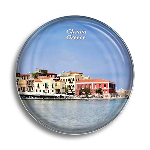 Kühlschrankmagnet, Griechenland, Alter venezianischer Hafen, Chania, Kreta, Glasmagnete für Kühlschrank, Souvenirs, niedlicher Kristallmagnet, Dekoration für Whiteboard, Büro, Zuhause, Geschenk von Umsufa