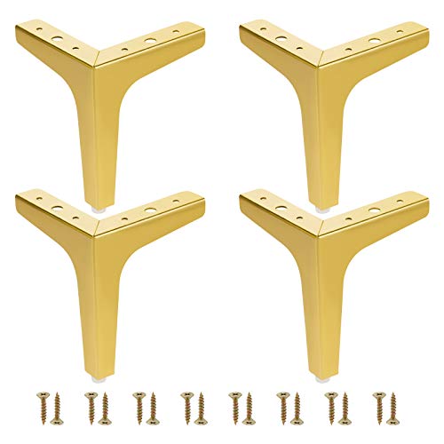 4PCS 15 cm Möbelbeine, goldfarben moderne dreieckige Metall-Möbelfüße, Metall Diamant Dreieck Tischbeine Schrankfüße, DIY-Ersatz für Schrank Sofa Couch Stuhl Ottomane von Color