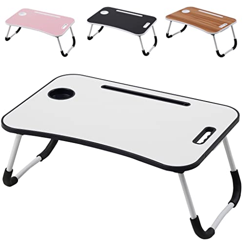 Albatros Laptoptisch mit Schublade FLIP Weiss - Bett Tablett-Tisch, klappbar - Laptop Tisch für Couch oder fürs Bett mit Handy/Tablet-Halter oder Frühstücks-Tablett von ALBATROS