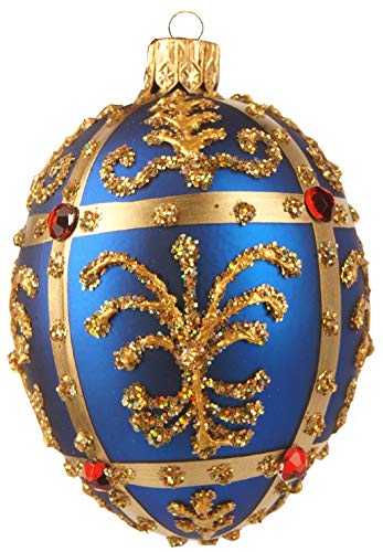 Christbaumkugeln Figur Faberge Ei 6cm blau königsblau Weihnachtskugeln von IMP