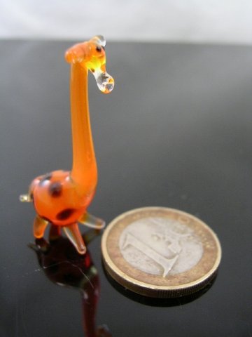 Giraffe mini Orange - Miniatur Glasfigur Gelb Orange mit Punkten -k-2- Glastier Glasfigur Setzkasten Deko Vitrine von Unbekannt