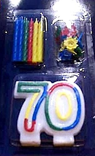SET Geburtstag Jubiläums Kerze 70 + 12 Kerzen & Halter von Unbekannt