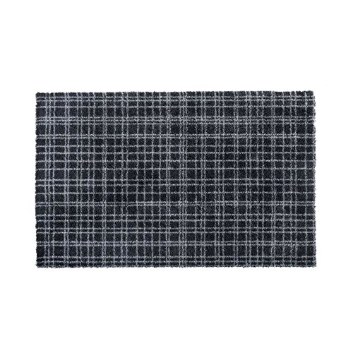 Générique Teppich für Eingangsbereich, Fusion Dry, Schwarz gestreift, Dunkelgrau, 50 x 80 cm, Unterseite aus rutschfestem Vinyl von Générique
