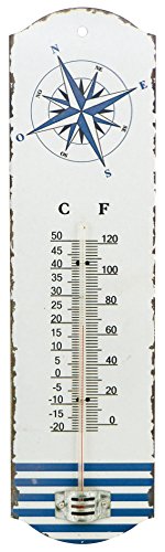 Unbekannt Générique 507 Windrose Thermometer Wandtattoo Eisen weiß 7 x 26 x 1 cm von Unbekannt