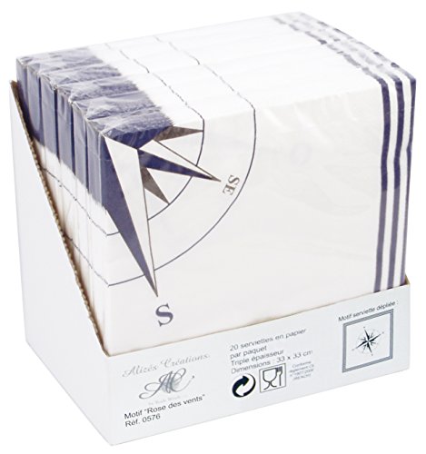 Générique 576 Handtuch Papier Windrose weiß/blau Präsentationsständer, beglückender 20 Servietten 7,5 x 17,5 x 12 cm von Générique