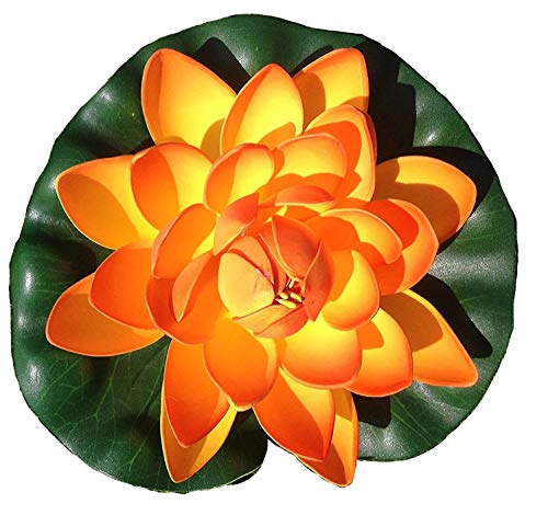 Unbekannt Wasserlilie Schwimmend Lotusblüte Lotusblume Seerose 17 cm groß künstliche Blumen sehr original wie echt Deko Teichrose (orange rot) von Unbekannt