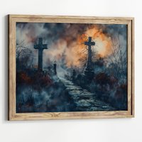 Moody Graveyard Dark Ästhetik Gemälde Goth Landschaft Academia Kunstdruck Gothic Home Dekor Friedhof Halloween von UncoloredX12