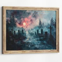 Moody Graveyard Dark Ästhetik Gemälde Goth Landschaft Academia Kunstdruck Gothic Home Dekor Friedhof Halloween von UncoloredX12