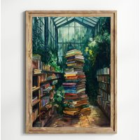 Vintage Bibliothek Poster, Gewächshausbibliothek Lesung, Buch-Liebhaber Geschenk, Antike Wandkunst, Retro-Buch-Liebhaber Kunst, Bibliothekskunst von UncoloredX12