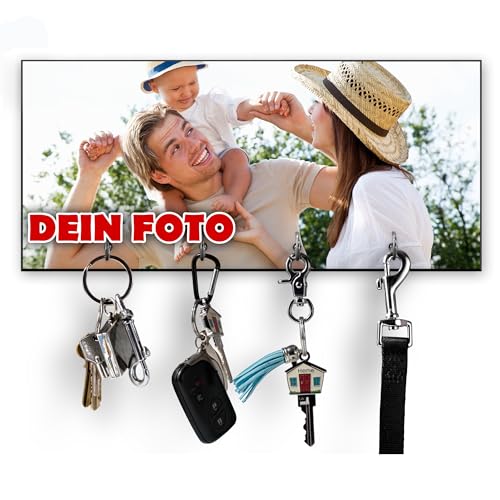 Unikatolo Schlüsselbrett mit Foto bedruckt, personalisiert, Valentinstagsgeschenk Hochzeit Einzug Umzug erste Wohnung Wandhaken Fotogeschenk witziges Geschenk von Unikatolo