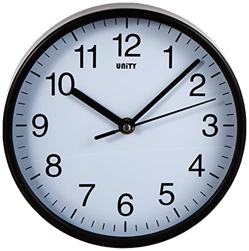 UNITY Uhr, Kunststoff, Schwarz, 20.3 x 20.3 x 2.5 cm von Unity