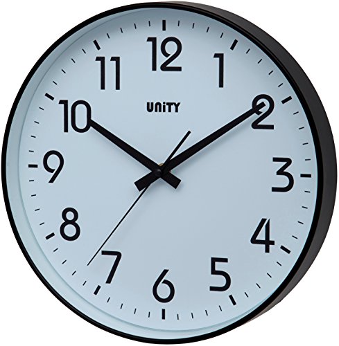 Unity Fradley Wanduhr, geräuschlos, 30 cm, Plastik, Schwarz, 30 x 30 x 5 cm von Unity