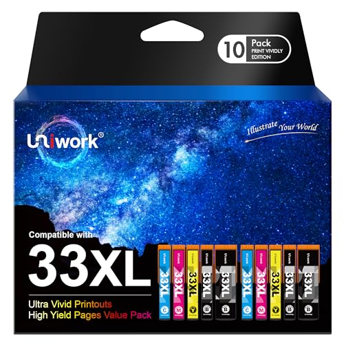 Uniwork 33XL 33 XL Multipack Druckerpatronen Kompatibel für Epson 33 XL 33XL Patronen für Epson Expression Premium XP-530 XP-540 XP-7100 XP-900 XP-830 XP-630 XP-635 XP-645 XP-640 (10er-Pack) von Uniwork