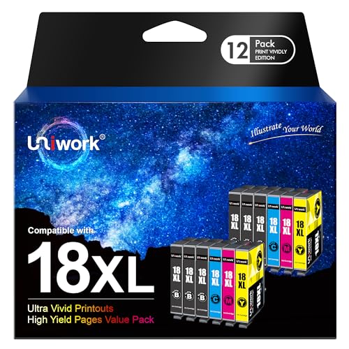 Uniwork 18 XL 18XL Druckerpatronen als Ersatz für Epson 18 18 XL 18XL für Epson Expression Home XP-322 XP-215 XP-205 XP-225 XP-305 XP-325 XP-422 XP-405 XP-415 XP-425 XP-315 XP-312 XP-425 XP-412 von Uniwork