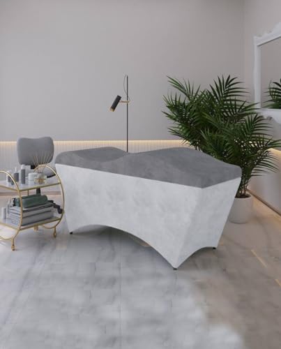 Untitled Wave Matratze mit Memory Foam 190x70 für Kosmetikliege, Massageliege, mit Bezug aus Velours | für Wimpernverlängerungen, PMU - Stahlgrau von Untitled