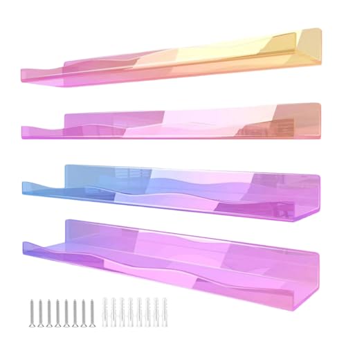 Uqezagpa Set mit 4 mehrfarbigen Acryl-Bücherregalen für Kinderzimmer, Acryl-Bücherregal, schwebendes Regal, mehrfarbiges Aufbewahrungsregal, platzsparendes Bücherregal Uqezagpa Set mit 4 mehrfarbigen Acryl-Bücherregalen für Kinderzimmer, Acryl-Bücherregal, schwebendes Regal, mehrfarbiges Aufbewahrungsregal, platzsparendes Bücherregal von Uqezagpa
