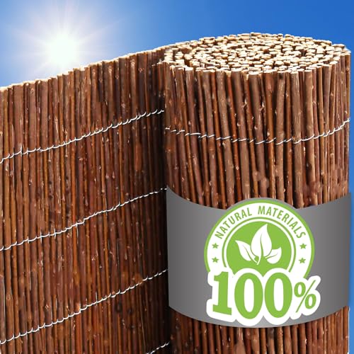 urfence Deine Oase: 100x300 Balkon Sichtschutz Gartenzaun Weidenzaun - Balkonverkleidung Wetterfest - Sichtschutzmatte Weide Sonnenschutz Sichtschutzzaun Garten Terrasse Weidenmatte Rollzaun Holzzaun von UrFence