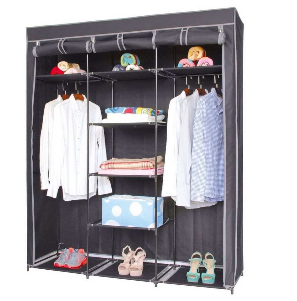 Urban Living Kleiderschrank Faltschrank Kleiderschrank Stoffschrank Garderobe (LA PENDERIE, (B x T x H) 150 x 45 x 172 cm) mit 9 Regalen und 2 Stangen zum Aufhängen von Urban Living