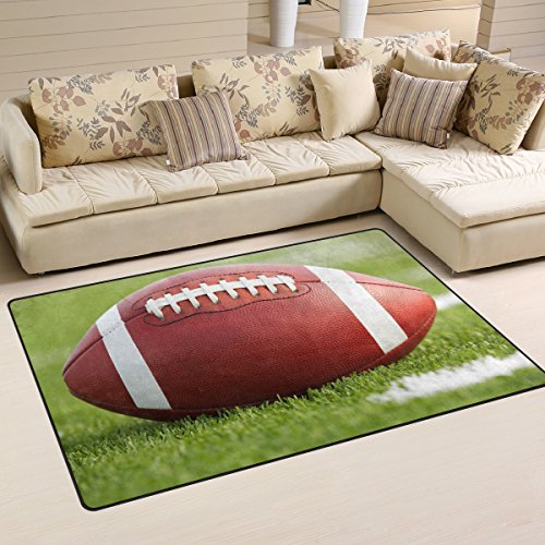 Use7 American Football Teppich, grüner Grasbereich, Fußmatte für Heimdekoration, Schlafzimmer, Wohnzimmer, 50 x 80 cm von Use7