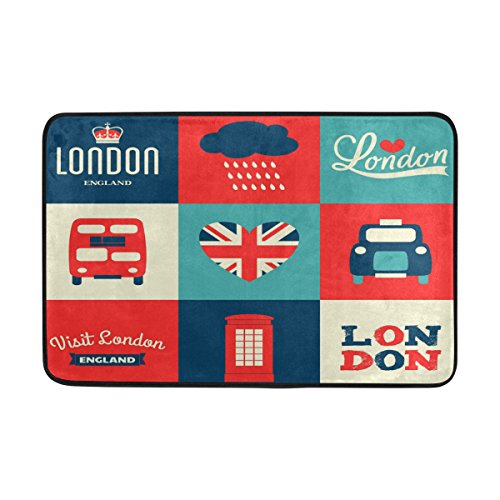 Use7 Fußmatte mit London-Motiv und britischer Flagge, für den Innen- und Außenbereich, 60 x 40 cm von Use7