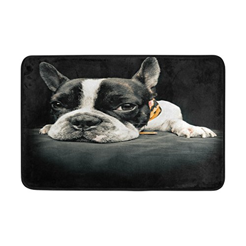 Use7 Hipster Fußmatte Französische Bulldogge Schwarz Indoor Outdoor Eingang Fußmatte Badezimmer 60 x 40 cm von Use7