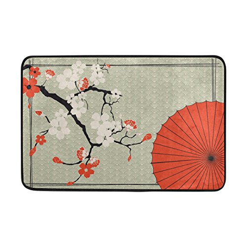 Use7 Japanische Kirschblüten Regenschirm Fußmatte Indoor Outdoor Eingang Bodenmatte Badezimmer 60 x 40 cm von Use7
