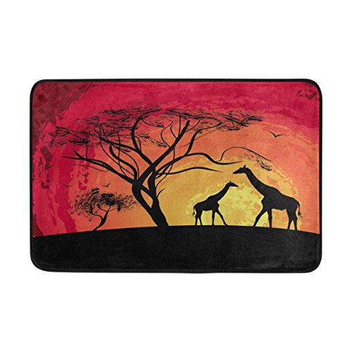 Use7 Silhouette von Giraffe Sonnenuntergang in afrikanischer Fußmatte Indoor Outdoor Eingang Fußmatte Badezimmer 60 x 40 cm von Use7