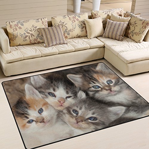 Use7 Teppich, Katzenmotiv mit Blauen Augen, f¨¹r Wohnzimmer, Schlafzimmer, Textil, Mehrfarbig, 203cm x 147.3cm(7 x 5 feet) von Use7