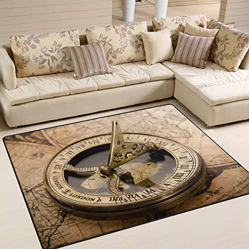 Use7 Teppich mit Kompass auf Weltkarte, für Wohnzimmer, Schlafzimmer, 160 x 122 cm von Use7