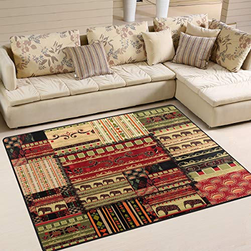 Use7 Afrikanischer Stilvoller Elefanten-Azteken-Teppich im Bohemian-Stil, für Wohnzimmer, Schlafzimmer, 203 cm x 147,3 cm von Use7