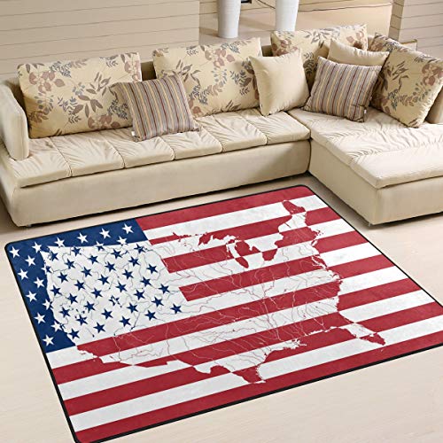 Use7 Teppich für Wohnzimmer, Schlafzimmer, Motiv: USA-Flagge, gestreift, 160 x 122 cm von Use7