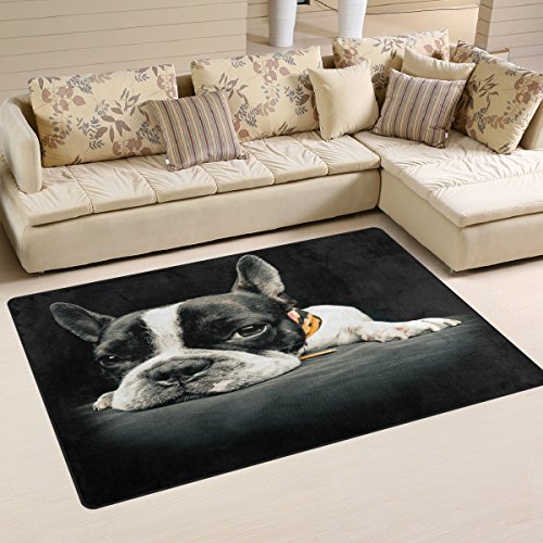 Use7 Teppich für französische Welpen, Mops, Bulldogge, rutschfest, für Wohnzimmer, Schlafzimmer, 100 x 150 cm von Use7