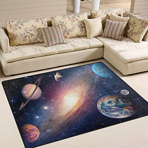 Use7 Teppich mit Weltraummotiv, Planeten und Sterne, für Wohn- oder Schlafzimmer, 203 x 147,3 cm von Use7