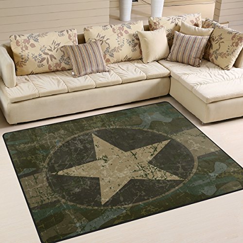 Use7 Vintage Military Camouflage Star Area Teppich Teppich Teppich f¨¹r Wohnzimmer Schlafzimmer, Textil, Mehrfarbig, 203cm x 147.3cm(7 x 5 feet) von Use7