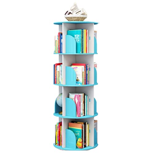 Usknxiu Eckregal, drehbares Bücherregal, 360-Grad-Bücherregal, hohes, kreatives, bodenstehendes, drehbares, mehrschichtiges Bücherregal (40 x 40 x 128 cm, blau) von Usknxiu
