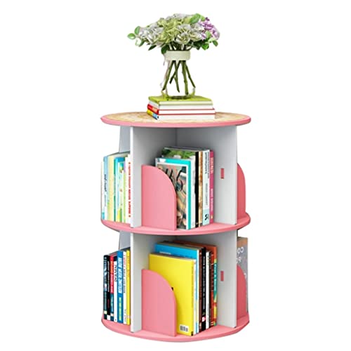 Usknxiu Eckregal, drehbares Bücherregal, 360-Grad-Bücherregal, hohes, kreatives, bodenstehendes, drehbares, mehrschichtiges Bücherregal (40 x 40 x 66 cm, rosa) von Usknxiu
