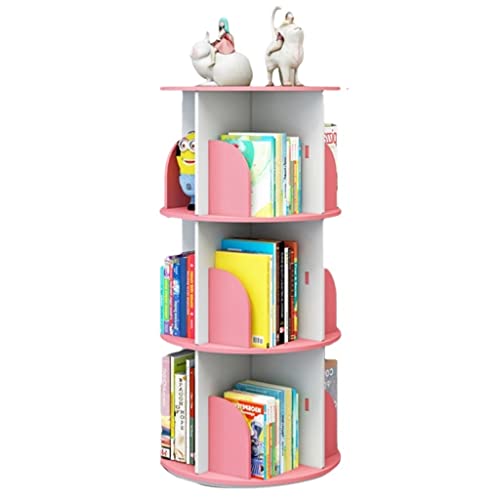 Usknxiu Eckregal, drehbares Bücherregal, 360-Grad-Bücherregal, hohes, kreatives, bodenstehendes, drehbares, mehrschichtiges Bücherregal (40 x 40 x 97 cm, rosa) von Usknxiu