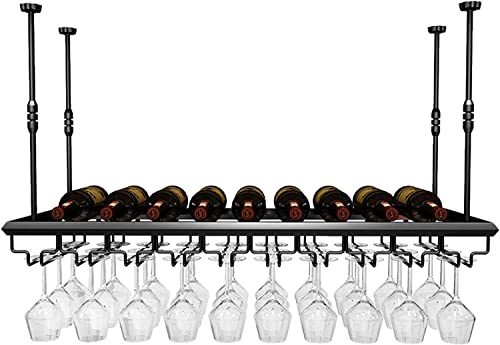UsmAsk Weinregal zur Wandmontage – modernes Decken-Weinregal für Bar, schwebendes Regal, Stielglashalter, höhenverstellbares Flaschenregal für horizontale Lagerung, das Neue Modische von UsmAsk