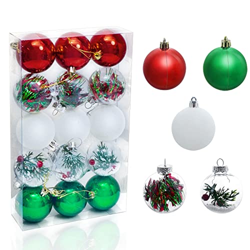 Uten 15 Stück Weihnachtskugeln Christmas Ball DIY Verzierung als Saisonal Deko Hochzeitsdeko hängender Kugel (6cm-5 Stile) von Uten