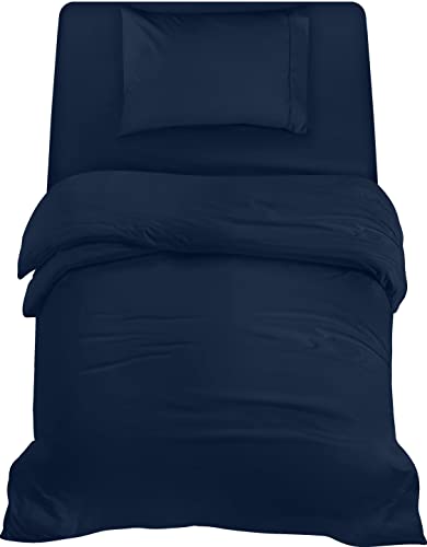 Utopia Bedding 3teilig Bettwäsche-Set - Weiches gebürstetes Mikrofaser-Gewebe - Bettbezug (135x200cm), Spannbetttuch (90x190cm) mit Kissenbezug (50x75cm), Marineblau von Utopia Bedding