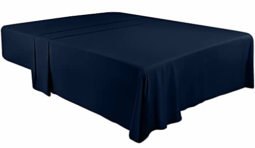 Utopia Bedding - Bettlaken ohne Gummizug - Betttuch 167 x 243 cm - Laken für Bett 90 x 190 cm - Flaches Blatt weiche gebürstete Mikrofaser - Marineblau von Utopia Bedding