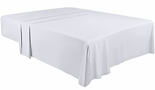 Utopia Bedding - Bettlaken ohne Gummizug - Betttuch 270 x 290 cm - Laken für Bett 180 x 200 cm - Flaches Blatt weiche gebürstete Mikrofaser - Weiß von Utopia Bedding